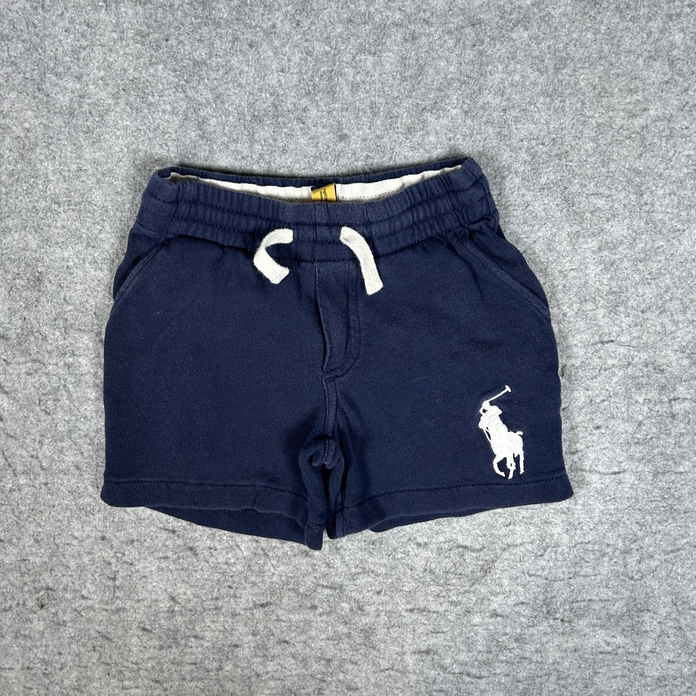 Polo Ralph Lauren Shorts Boys 2T(20x3.5) Navy Big Pony Fleece Drawstring Toddler